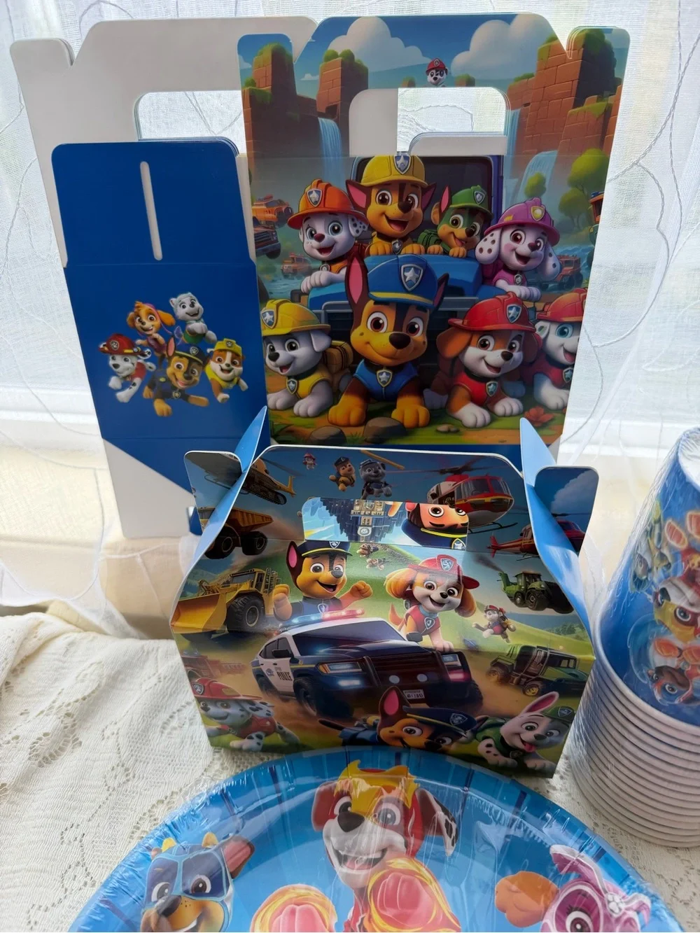 Paw Patrol Kids Blue Party Tableware Set - Plates, Cups & Favor Boxes
